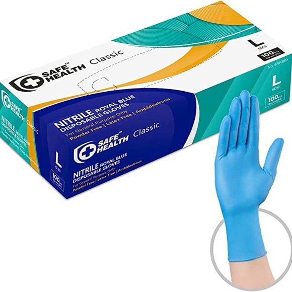 LARGE - 10 BOXES - Blue Nitrile Industrial Gloves - Nails, Cleaning, Food, Salon - Picture 11 of 11